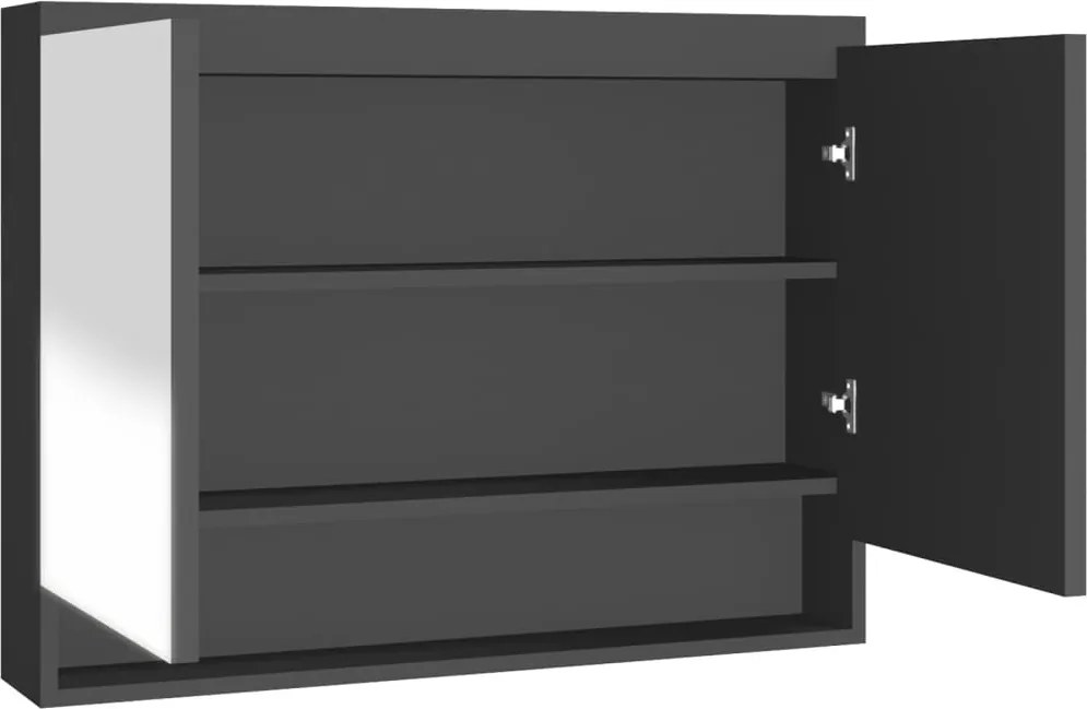 vidaXL Dulap de baie cu oglindă, antracit, 80x15x60 cm, MDF