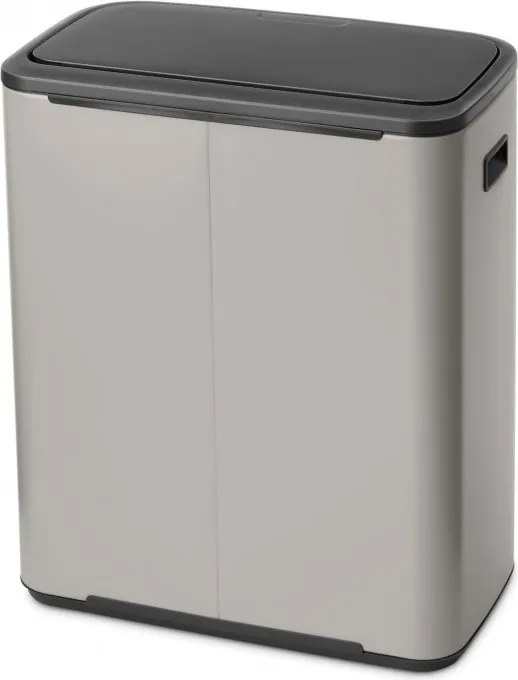 Cos de gunoi Brabantia Bo Touch 1010456, 2x30 l, Deschidere lina si silentioasa, Gri