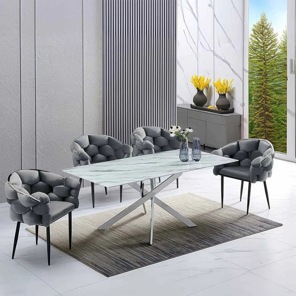 Scaun living modern din catifea si cadru metalic BUC 256 gri