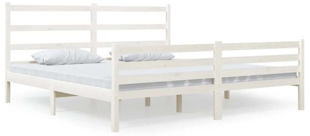 3103729 vidaXL Cadru de pat Super King, alb, 180x200 cm, lemn masiv de pin