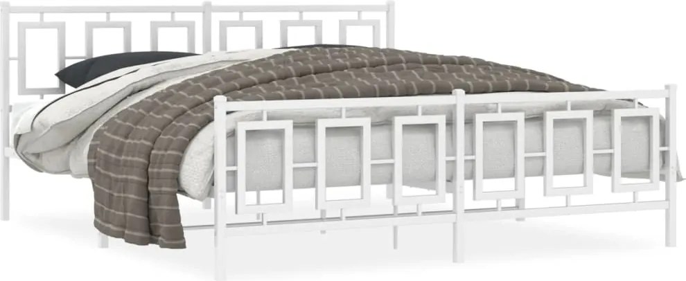 vidaXL Cadru de pat metalic cu tăblie de cap/picioare, alb, 183x213 cm