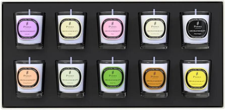 Set 10 lumânări parfumate Parks Candles London Aromatherapy, 8 ore de ardere