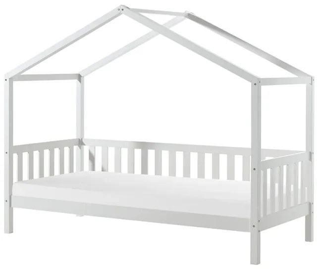 Set DALLAS în alb format dintr-un Pat copii Vipack cu gard (90 x 200 cm) și o SALTEA PAT COPII Basic Cool (90 x 200 x 10 cm).