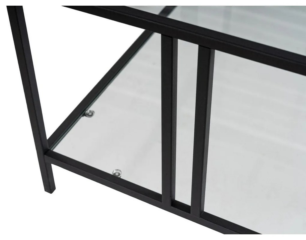 Măsuță de conferință Uranus Black cu sticlătransparentă