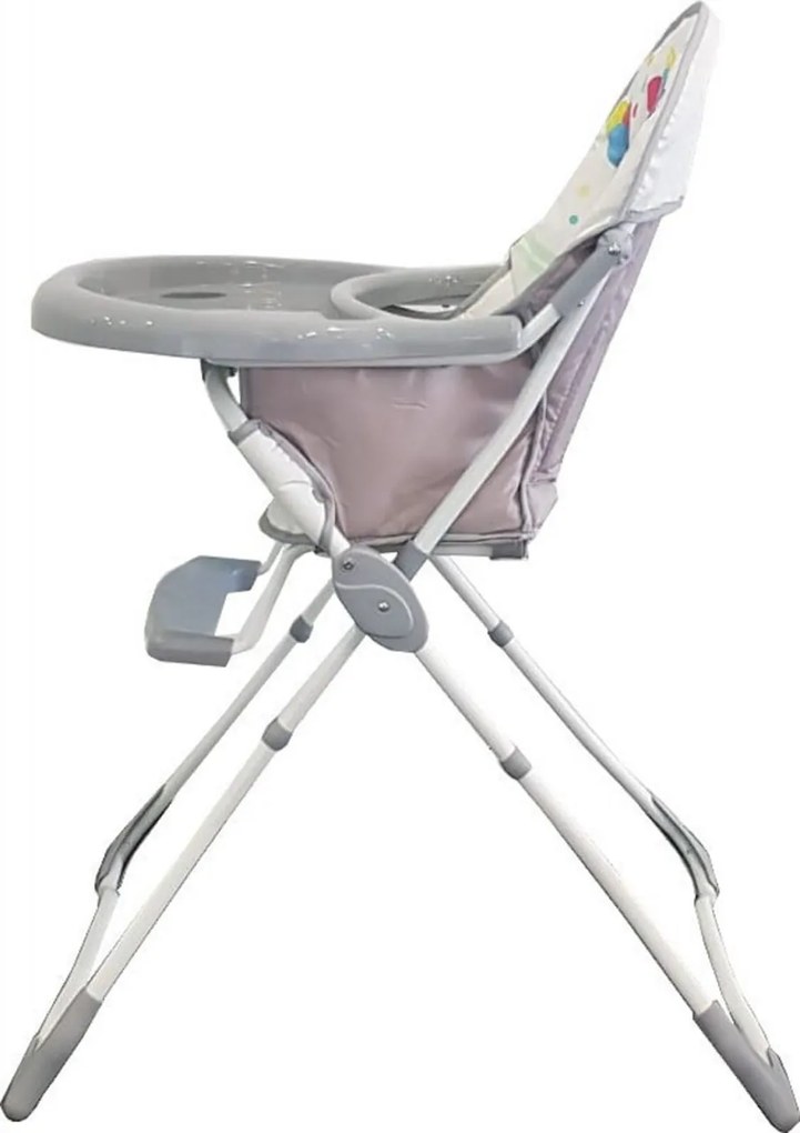 Scaun de masa pentru copii si bebe Baby Care™ CH ,Pliabil, Centura de siguranta, Sezut comfortabil, Masuta detasabila, Model Elefanti , Gri