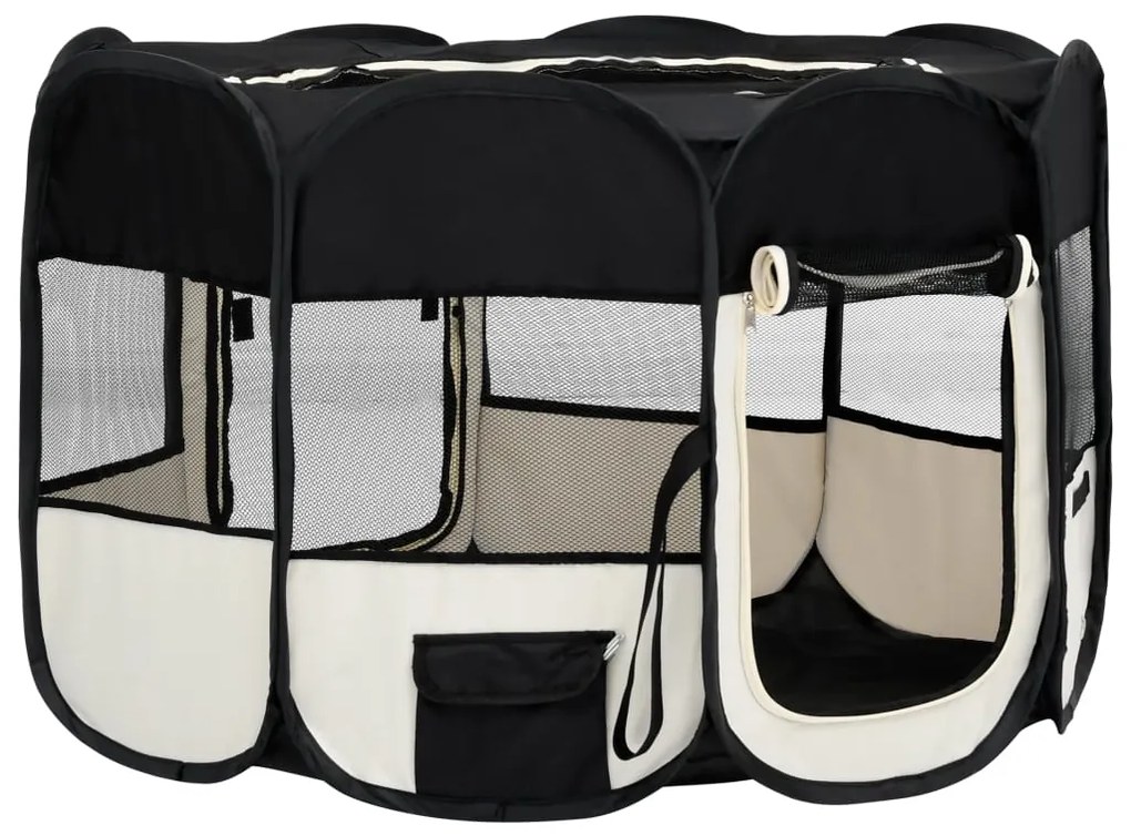 Tarc de caini pliabil cu sac de transport, negru, 110x110x58 cm Negru, 110 x 110 x 58 cm