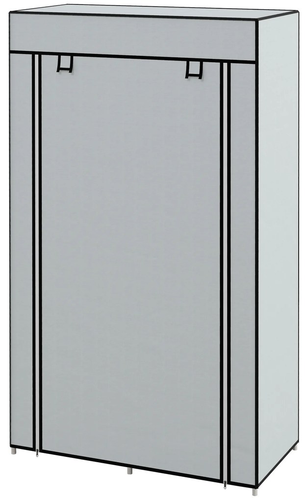 HOMCOM Șifonier Stofă 1 Bară pentru Haine, 2 Sertare, 83 x 42.5 x 162,5 cm, Gri | Aosom Romania