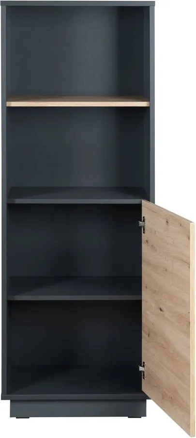 Bibliotecă pentru copii gri antracit/natural cu aspect de lemn de stejar 55x150 cm Lenn – Roba