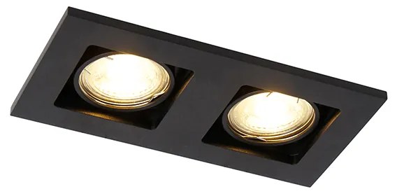 Spot incăstrat negru dreptunghiular 2 lumini - Qure