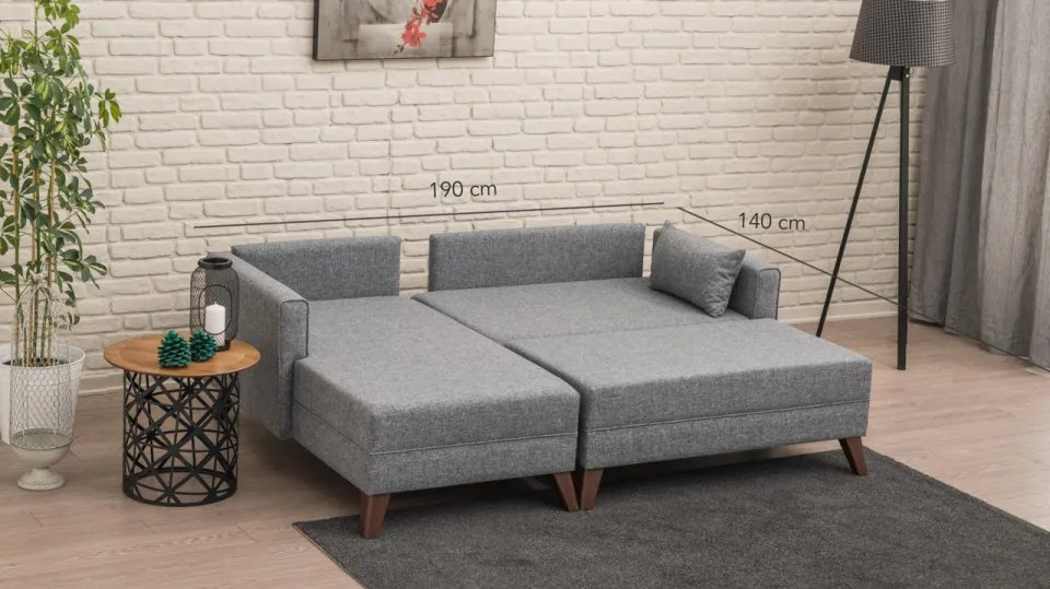 Coltar Extensibil Bella Corner Sofa Left 2, Gri