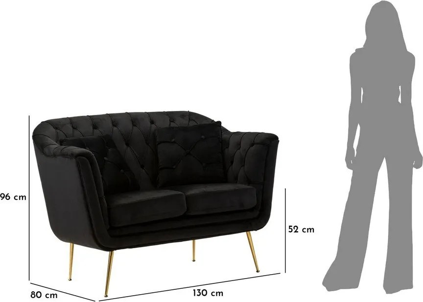 Canapea neagră cu tapițerie din catifea 130 cm Budapest – Mauro Ferretti