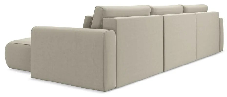 Colțar bej extensibil/cu spațiu de depozitare cu tapițerie din catifea (în formă de "U") Kapua – Makamii