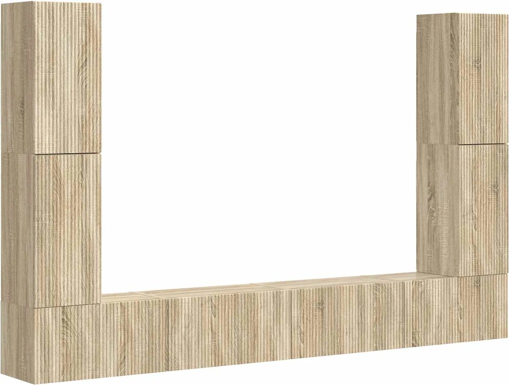 vidaXL Set comodă TV 8 pcs Stejar Sonoma Lemn compozit