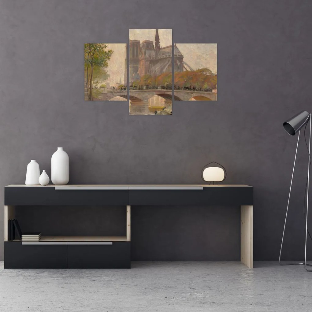 Tablou - Robert William Vonnoh, Notre Dame de Paris, reproducere (90x60 cm)