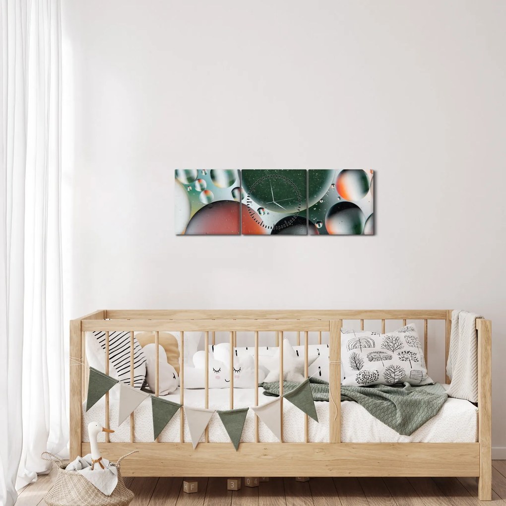 Tablou abstract - buline (cu ceas) (90x30 cm)