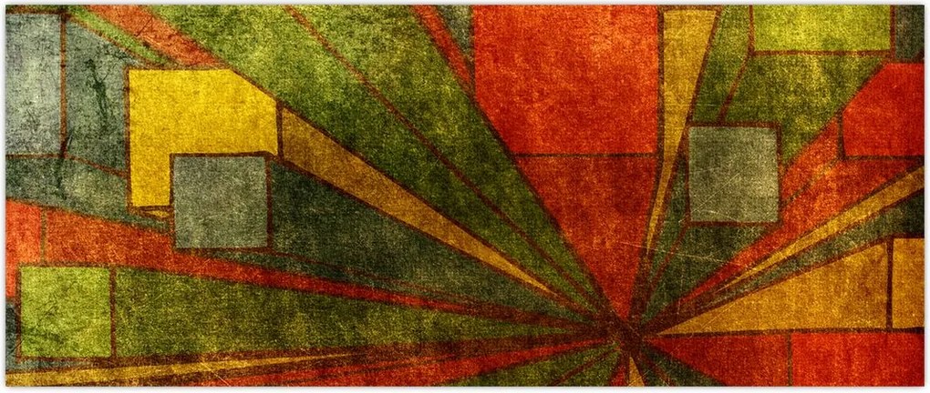 Tablou cu abstracție geometrică (120x50 cm)