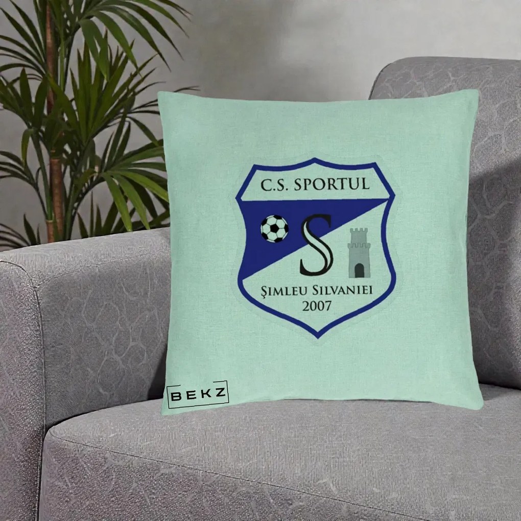 Perna Personalizata CS Sportul Simleu Silvaniei 2007, 40x40 cm, Verde Menta, Husa Detasabila, Perna Inclusa, BEKZ®