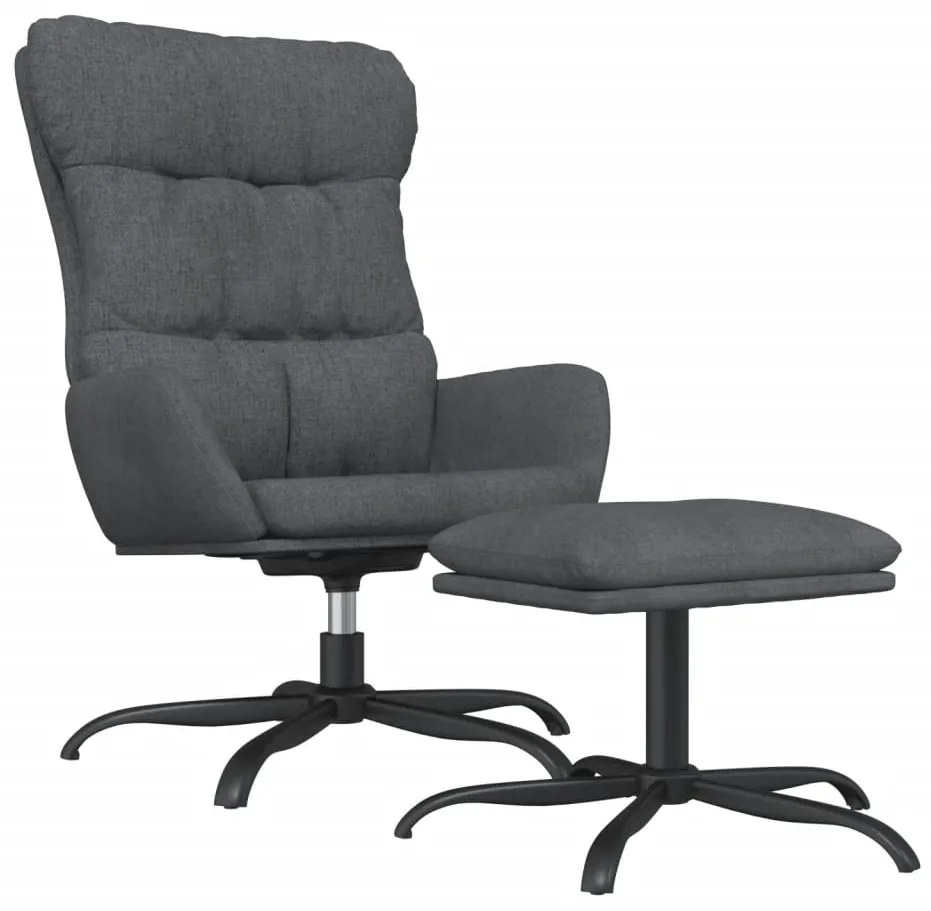 3097584 vidaXL Scaun de relaxare cu taburet, gri închis, textil