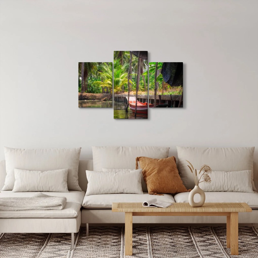 Tablou - Nava din lemn în canal , Thailand (90x60 cm)