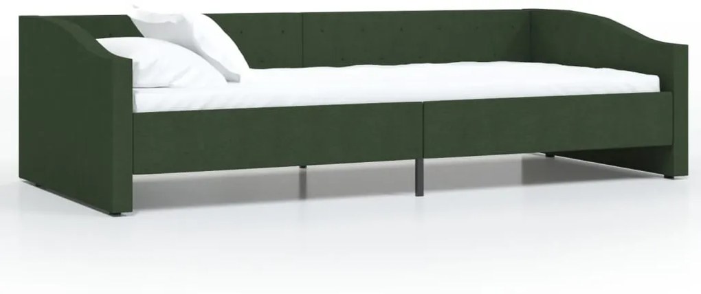 337230 vidaXL Pat de zi cu USB, verde închis, 90x200 cm, textil