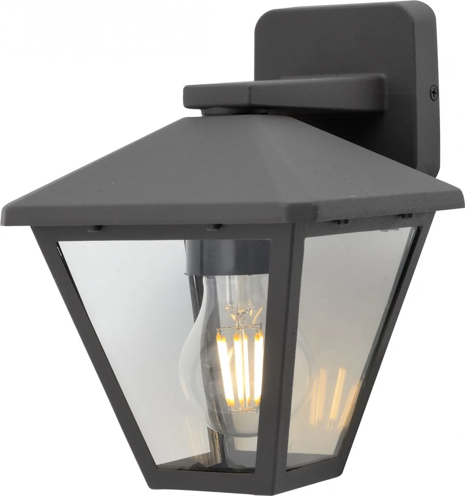 Aplica perete exterior Well Firenze E27 60W IP44 gri inchis