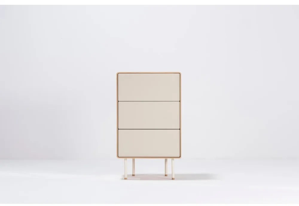 Comodă albă/în culoare naturală înaltă din lemn de stejar 60x100 cm Fina – Gazzda