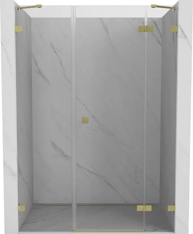 Mexen Lunar ușă de duș batantă dreapta 140 cm, transparent, auriu periat - 834S-140-050-55-00-P