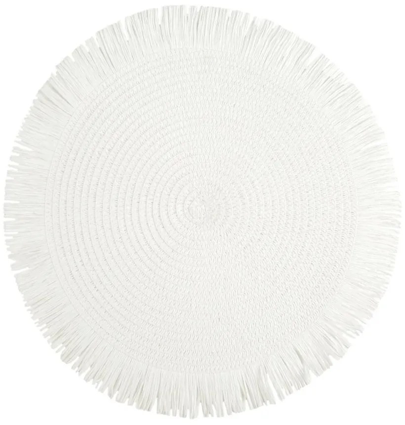 Covoraș rotund în stil boho cu franjuri - set de masă 38 cm Bej