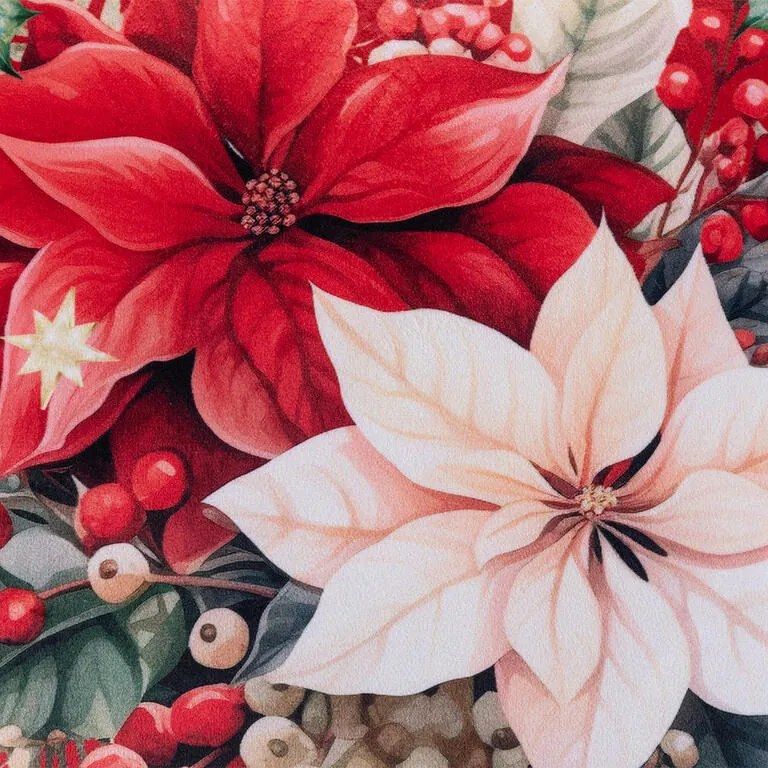 Set de 3 fețe pernuțe RED POINSETTIA 45 x 45 cm