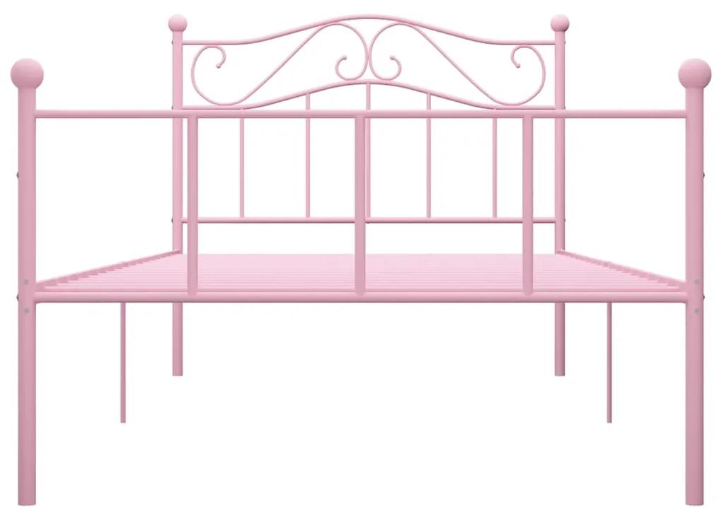 Cadru de pat, roz, 100 x 200 cm, metal Roz, 100 x 200 cm