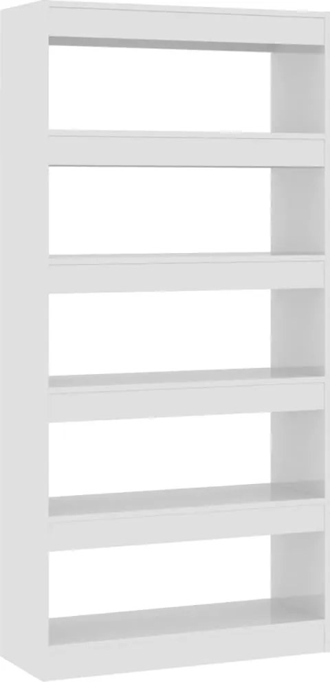 vidaXL Bibliotecă/Separator cameră, alb lucios, 80x30x166 cm, PAL