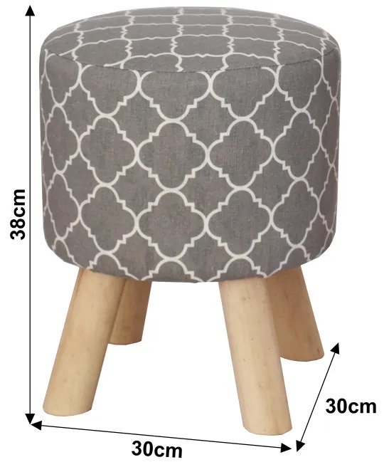 Taburet gri cu imprimeu TAFEL NEW