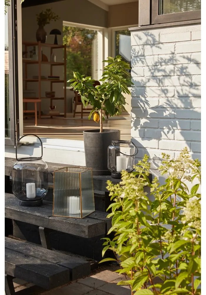 Set 2 ghivece Hübsch Hureno Picco, negru