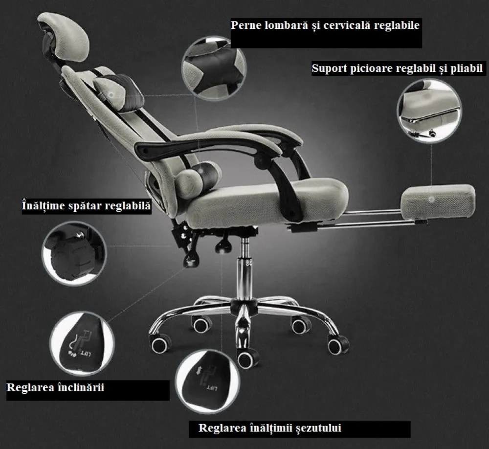 RESIGILAT- Scaun birou SIB 8037, Gri
