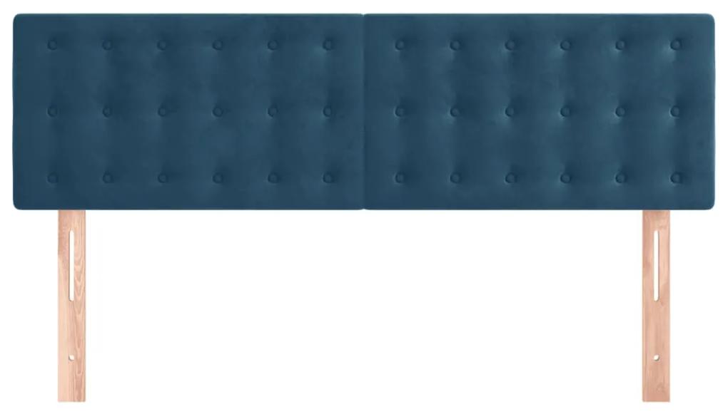 Tablii de pat, 2 buc., albastru inchis, 72x5x78 88 cm, catifea 2, Albastru inchis, 144 x 5 x 78 88 cm