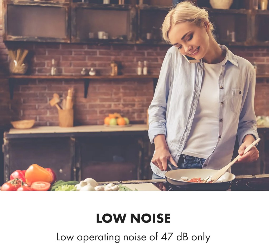 Klarstein Balzac Silent 60, hotă, 250 W, 3 niveluri de putere, 604 m³ / h, LED, EEK A