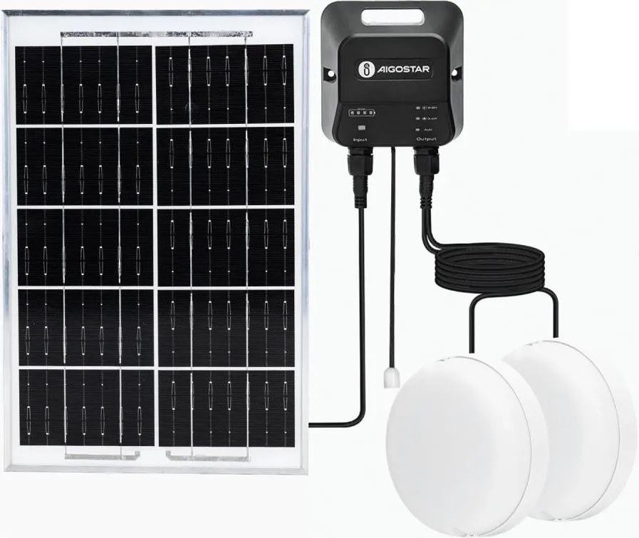 Aigostar - Lampă solară LED 2xLED/35W/12V 6000 mAh 6500K Ø 16,8 cm