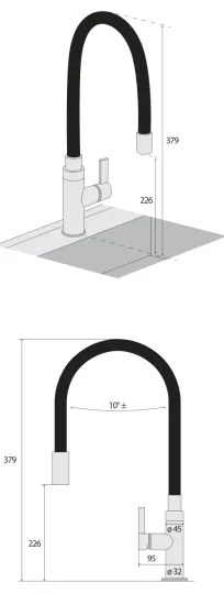 Concept BDC7138 - Baterie pentru chiuvetă cu pipă flexibilă, crom lucios/negru