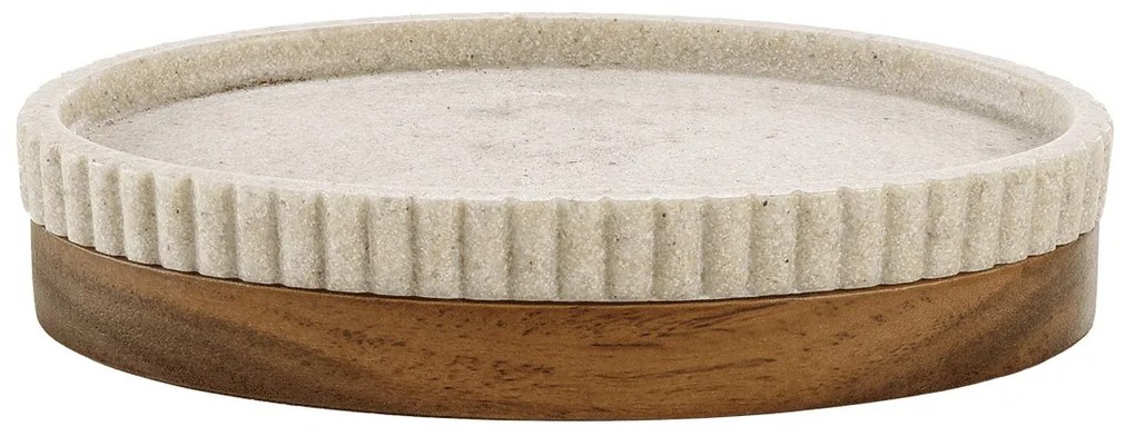 Sapuniera striata cu suport din lemn de salcam NIAGARA