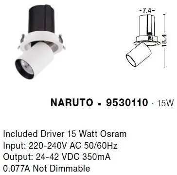 Spot LED incastrabil tavan ajustabil NARUTO alb
