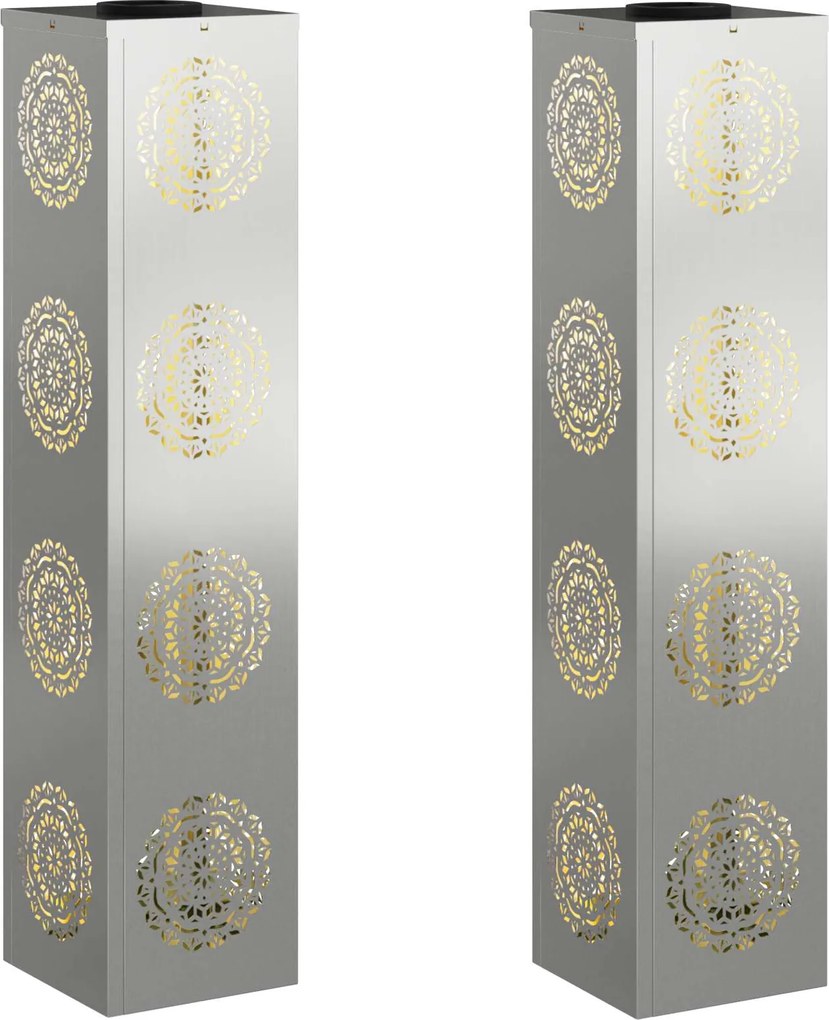 vidaXL Lumină LED Solară pentru Alei 2 pcs Argintiu Oțel galvanizat