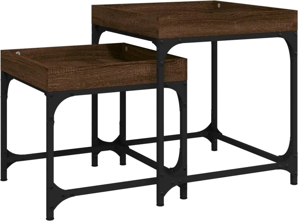 vidaXL Măsuțe laterale, 2 buc., stejar maro, lemn compozit