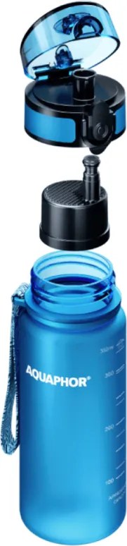 Sticla cu filtru pentru apa Aquaphor City 160026, 350 ml, Tritan, Carbune activ, Aqualen, Capac cu inchidere, Albastru