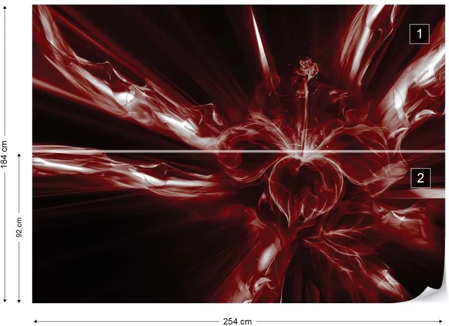 Fototapet GLIX - Abstract Floral Art Red Light + adeziv GRATUIT Tapet nețesute - 254x184 cm