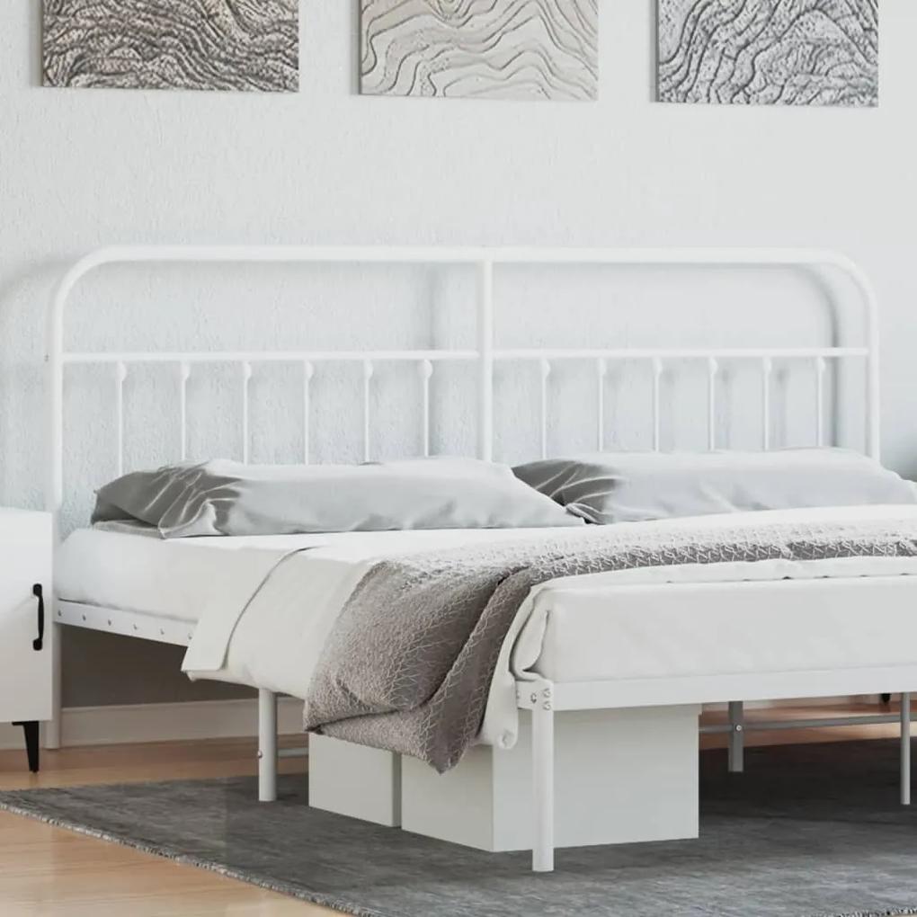 352665 vidaXL Tăblie de pat metalică, alb, 200 cm