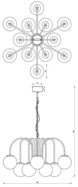 Lustră pe lanț CAMBRIDGE 12xE14/60W/230V neagră