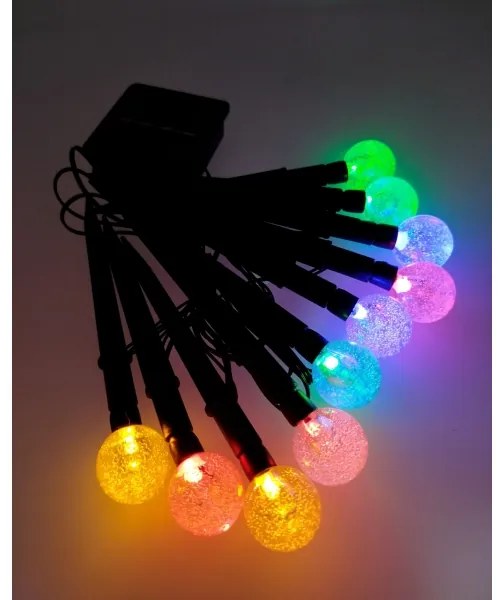 Lampă solară LED RGB, 10 x LED, 1,2 V, 300 mAh, IP44, neagră