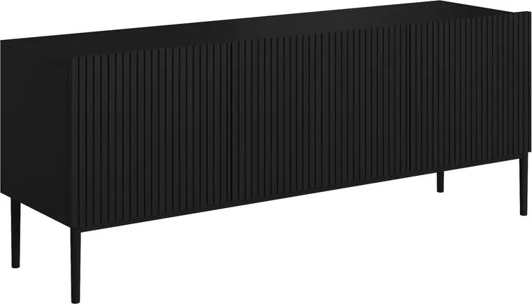 Comodă TV cu sertar Nicole 150 cm pe picioare metalice - negru mat / picioare negre