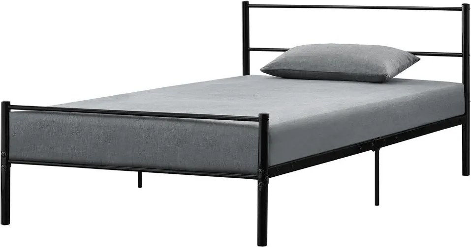 [en.casa]® Rama metalica pat,design vintage, cu gratar, 208,5cm x 91,5cm x 81cm, otel sinterizat, negru