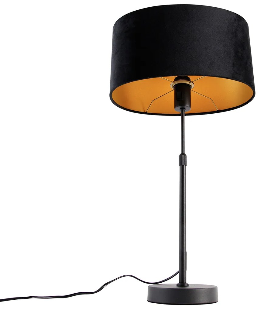 Lampă de masă neagră cu abajur oval din catifea neagră 35cm - Parte